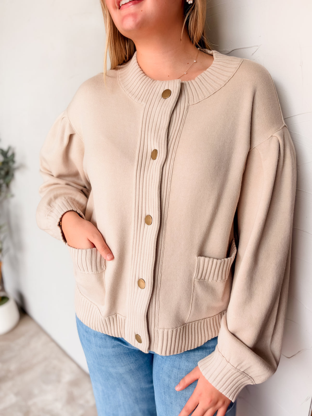 Cozy Horizon Button Up Cardigan- Oatmeal