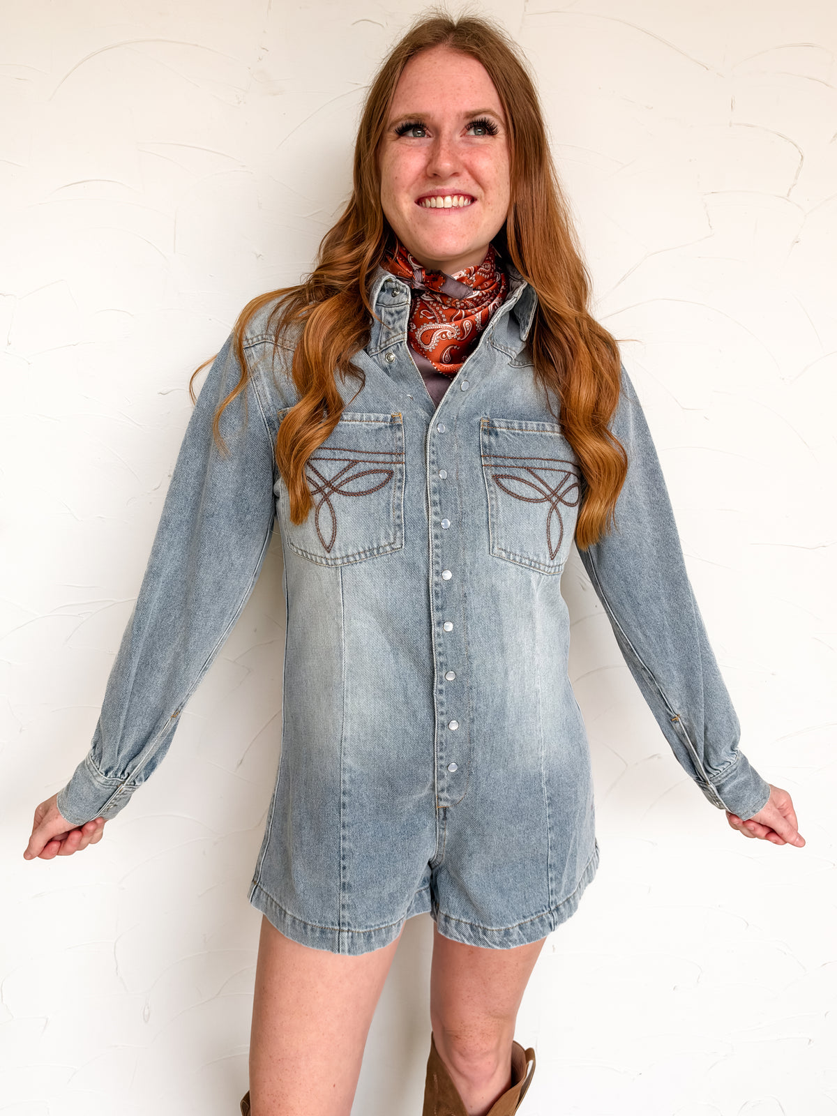 Make Me Smile Again Denim Romper