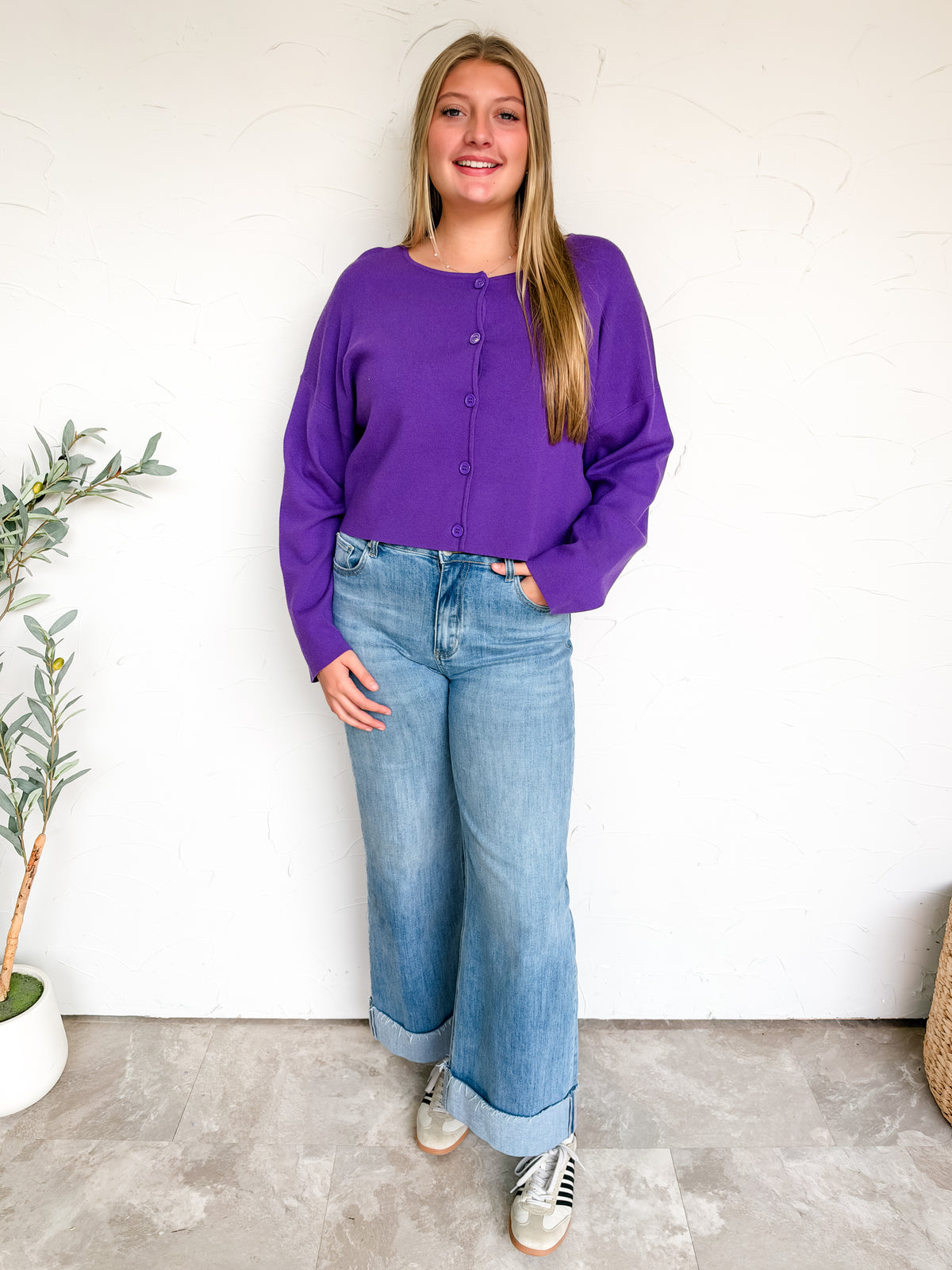 Life With You Purple Sweater Cardigan