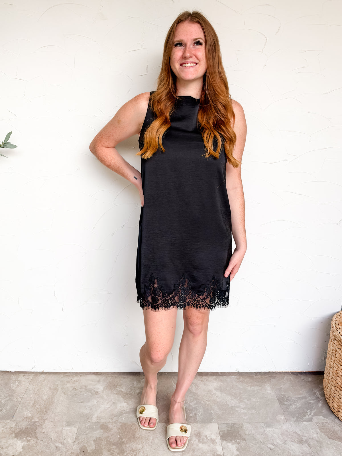 Effortless Icon Lace Satin Shift Dress