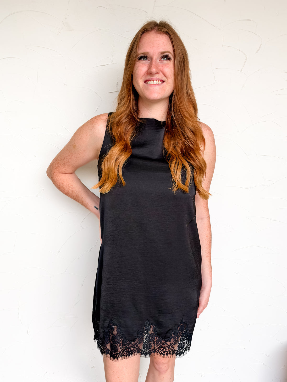 Effortless Icon Lace Satin Shift Dress