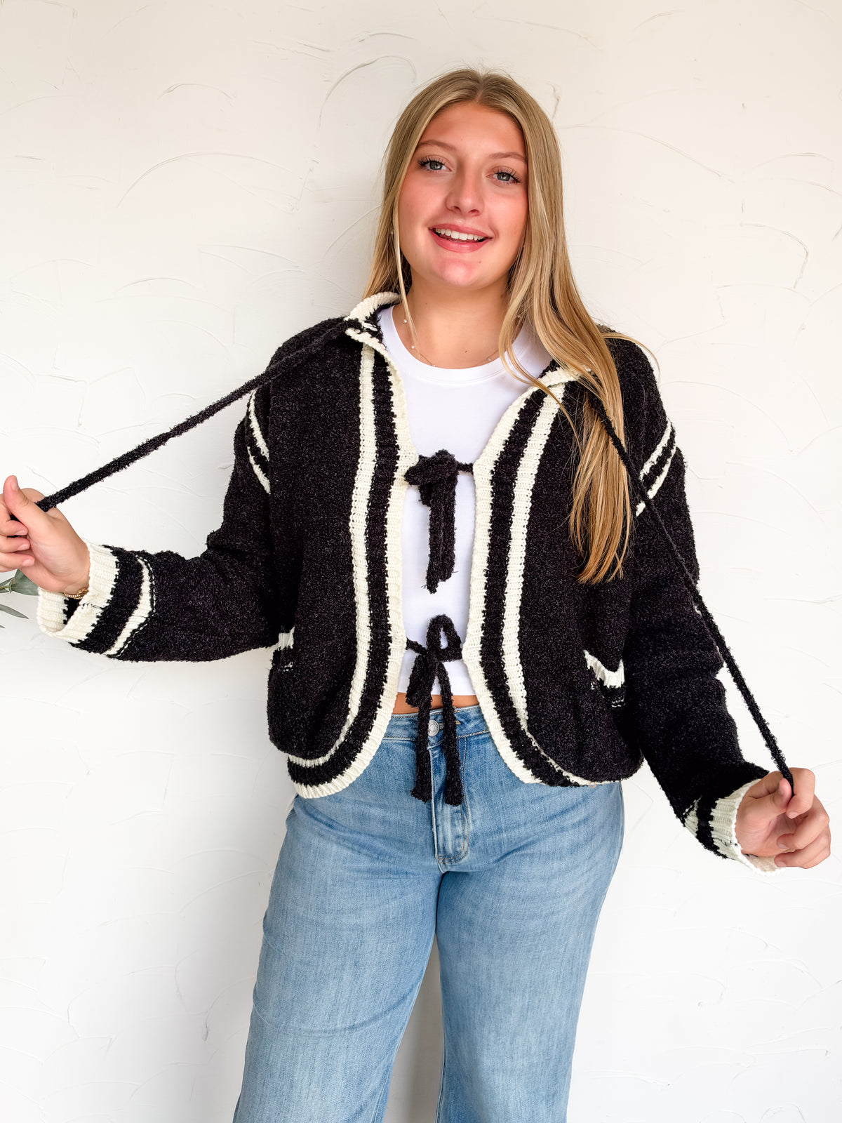 Favorite Layer Two Tone Tie Front Cardigan