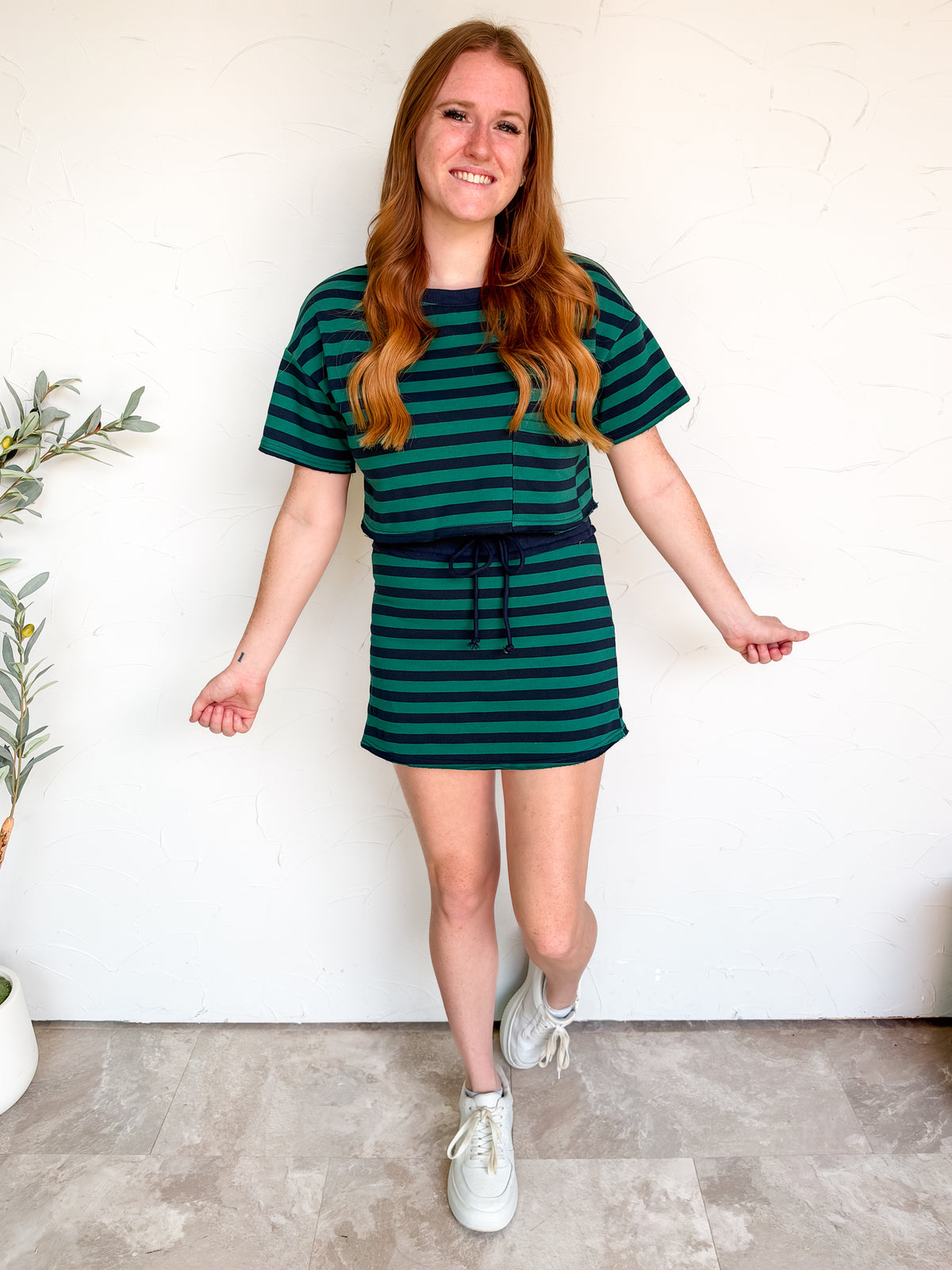 Shooting My Shot Crop T-shirt and Skort Set- Hunter/Navy