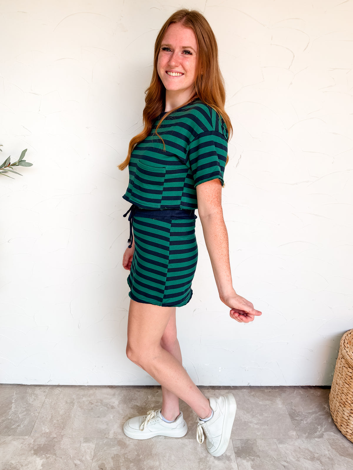 Shooting My Shot Crop T-shirt and Skort Set- Hunter/Navy