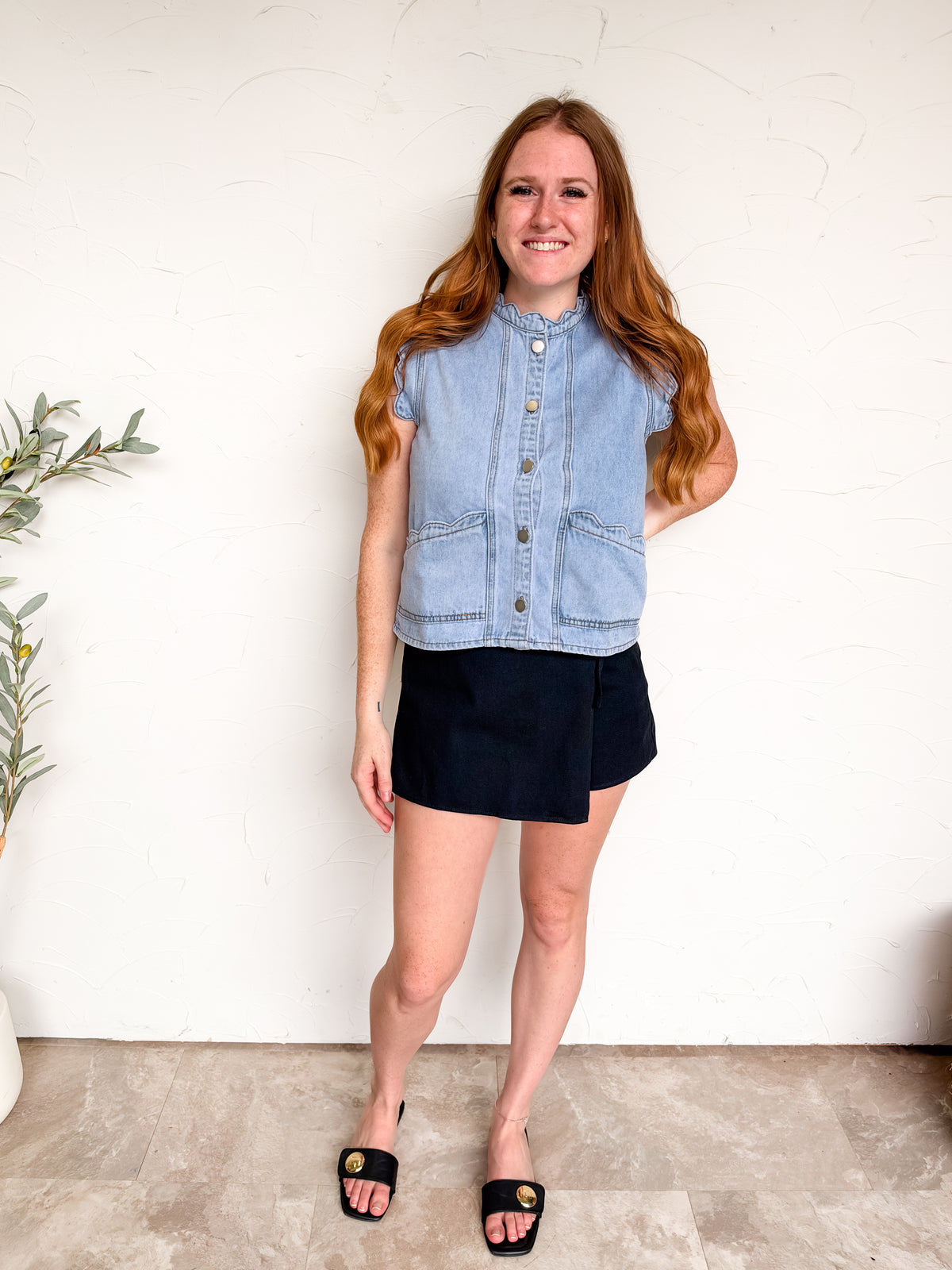 Ready To Run Wrap Denim Mini Skort