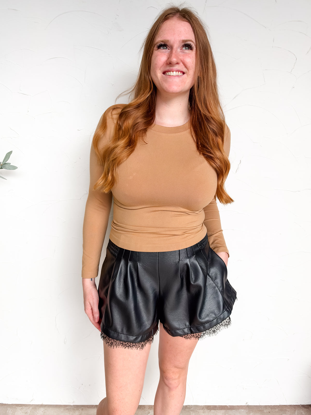 You Know I Want To Leather Pleated Lace Shorts