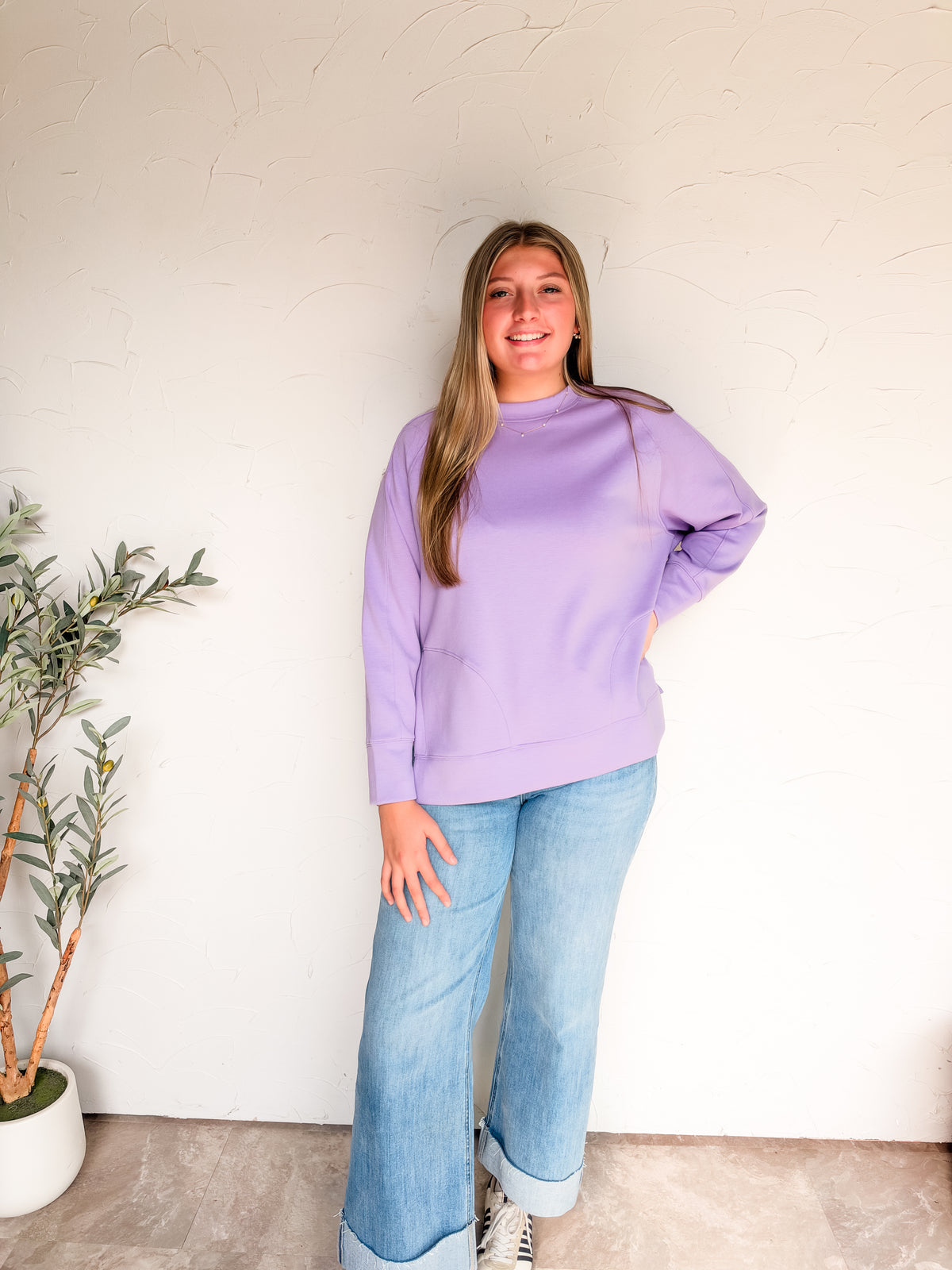 Over The Top Scuba Side Slit Sweater