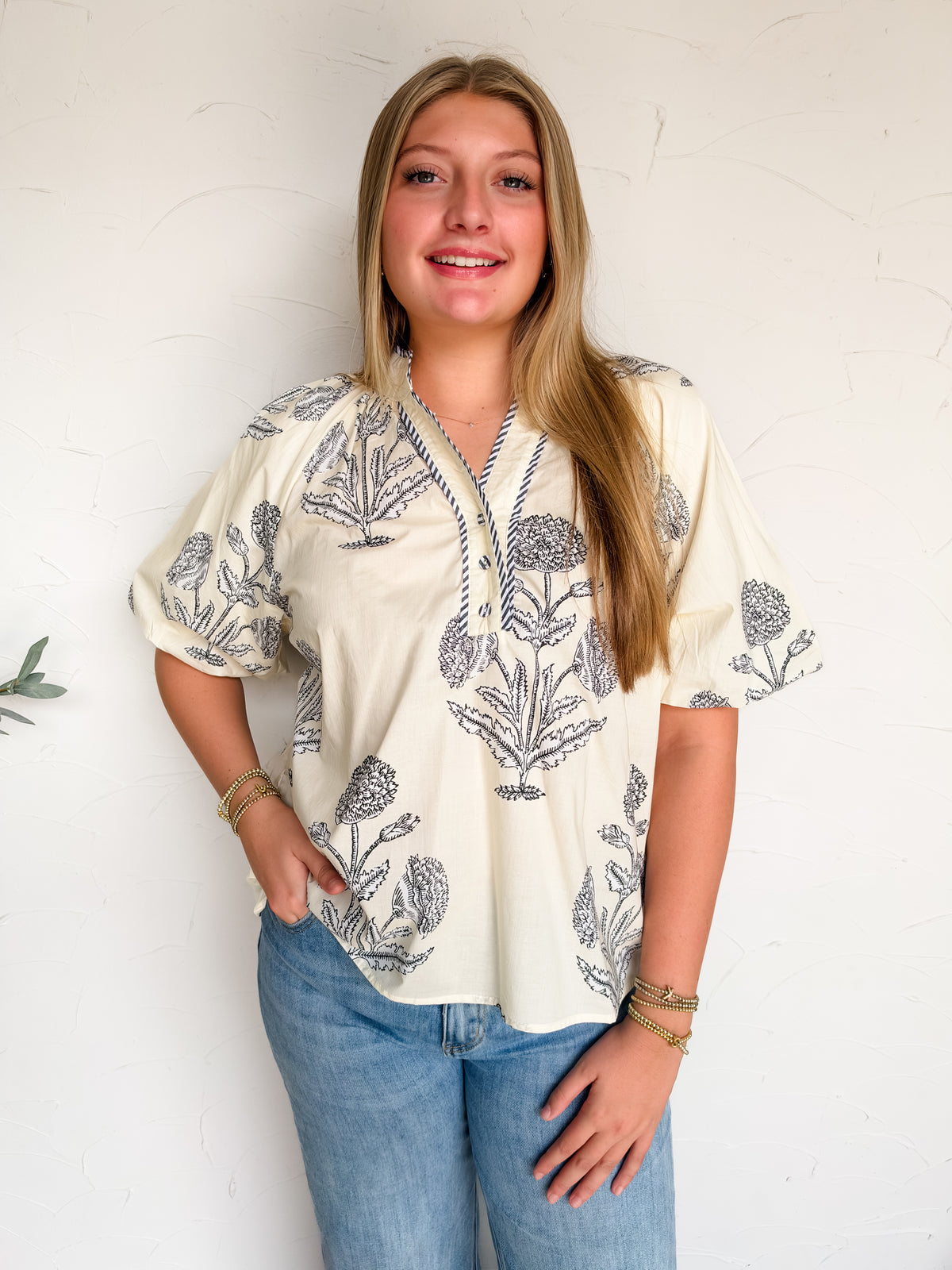 Stay Ambitious Floral V Neck Top