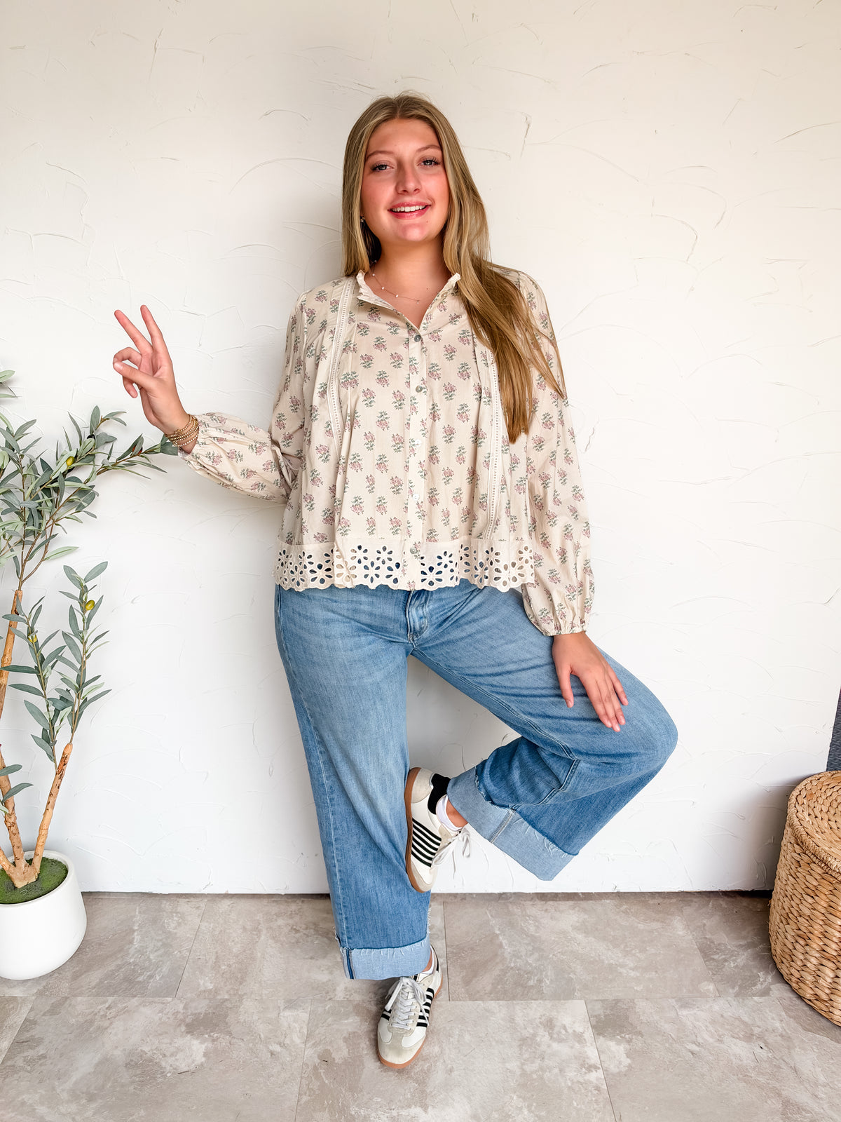 Down Memory Lane Ruffled Floral Top
