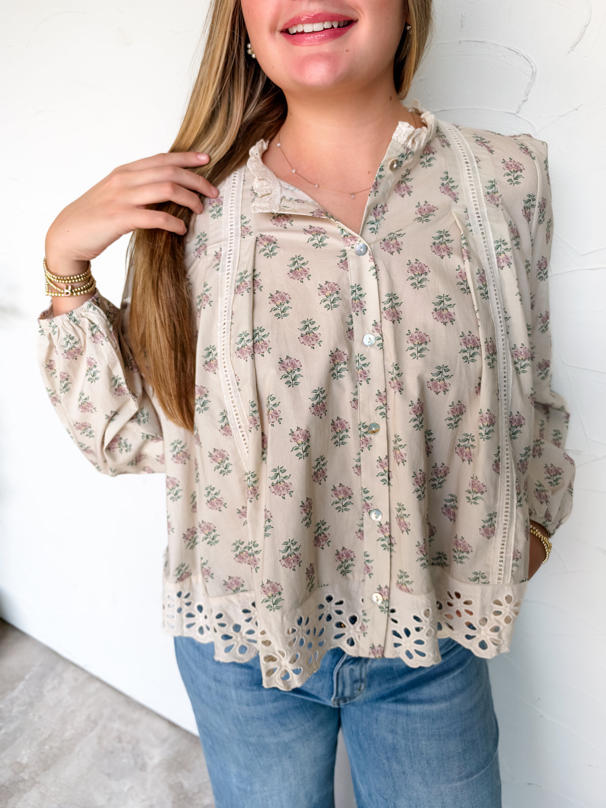 Down Memory Lane Ruffled Floral Top