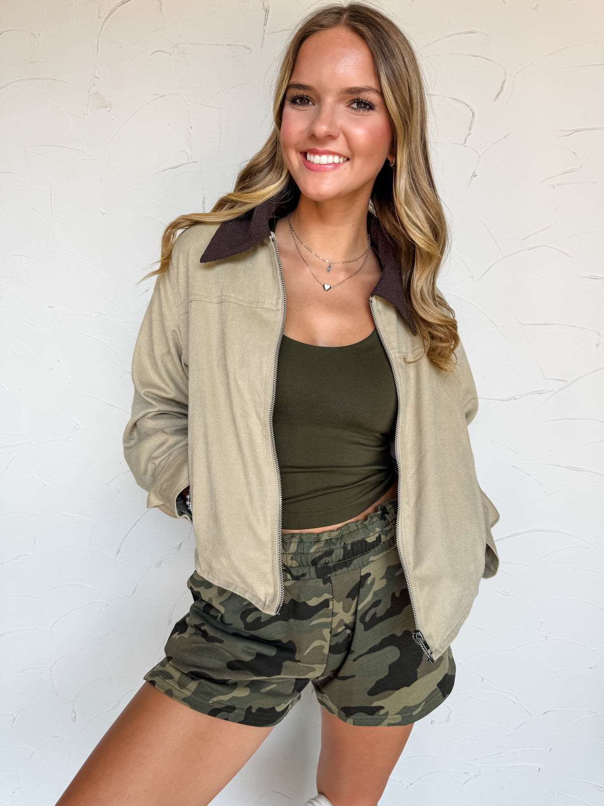 On My Busy Schedule  Khaki Collared Jacket