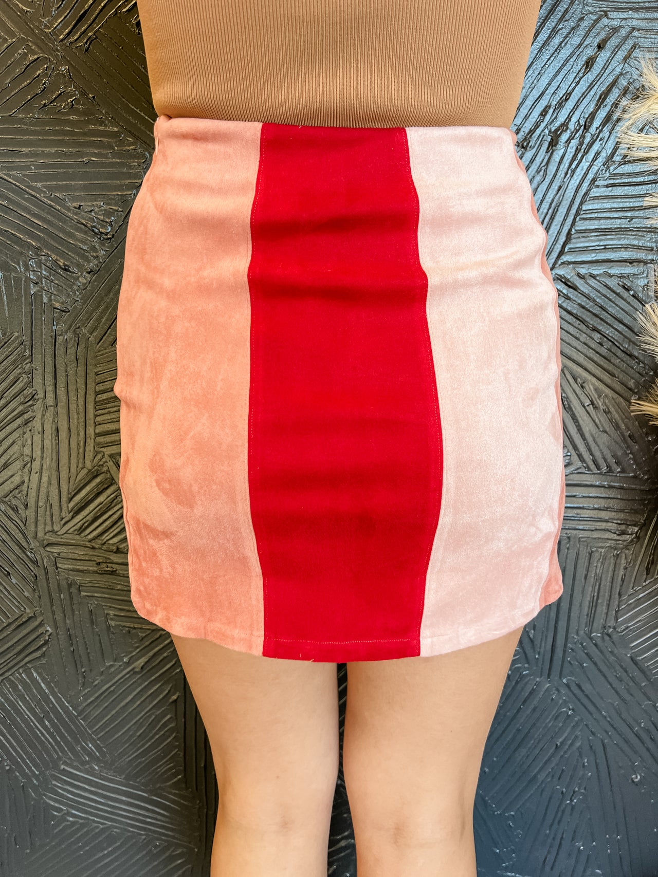Kamryn Color Block Suede Mini Skirt