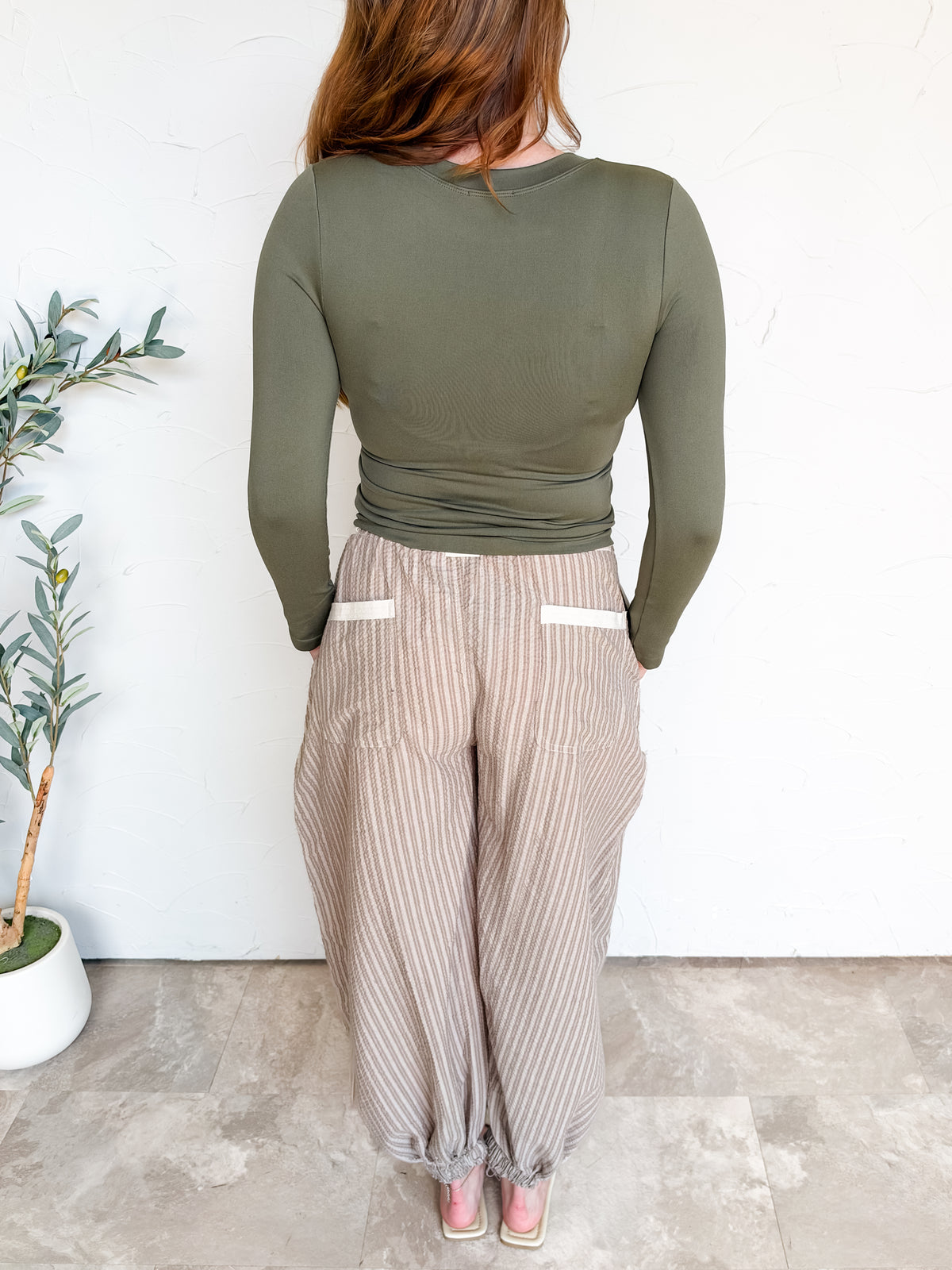 Lasting Impression Striped Drawstring Joggers