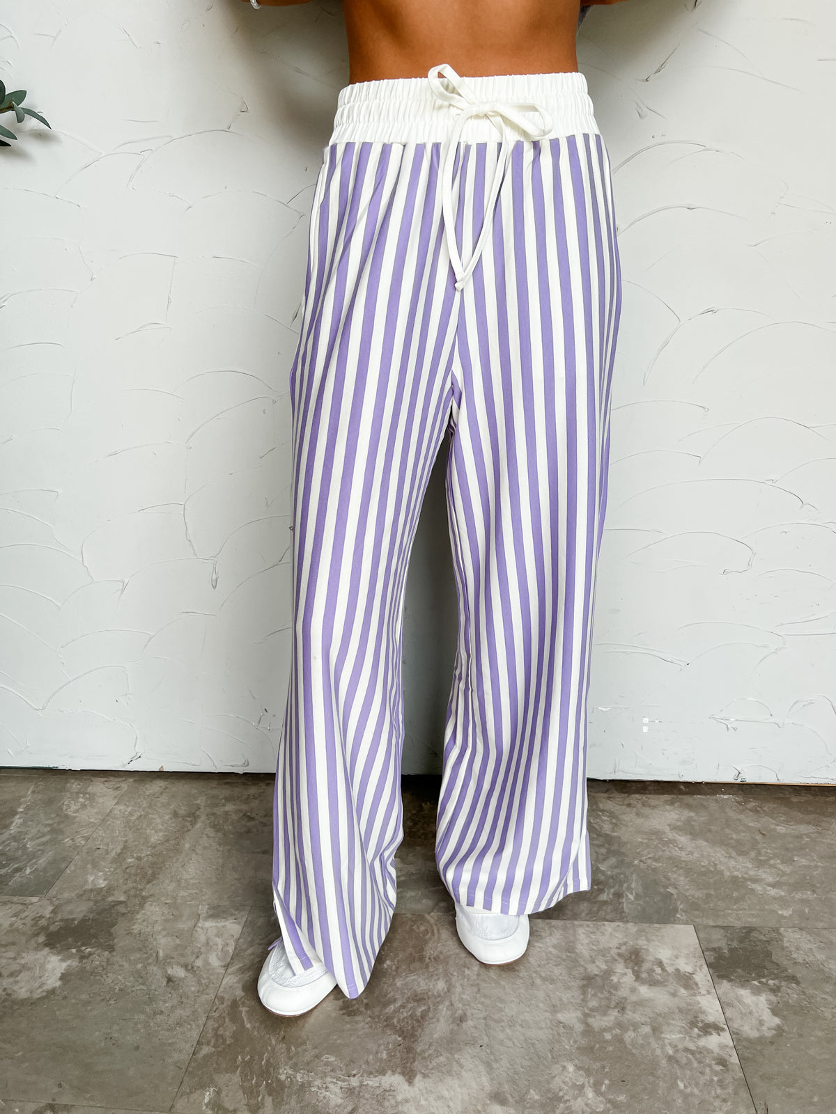 In Your Comfort Zone Striped Wide Leg Pants- Lavender