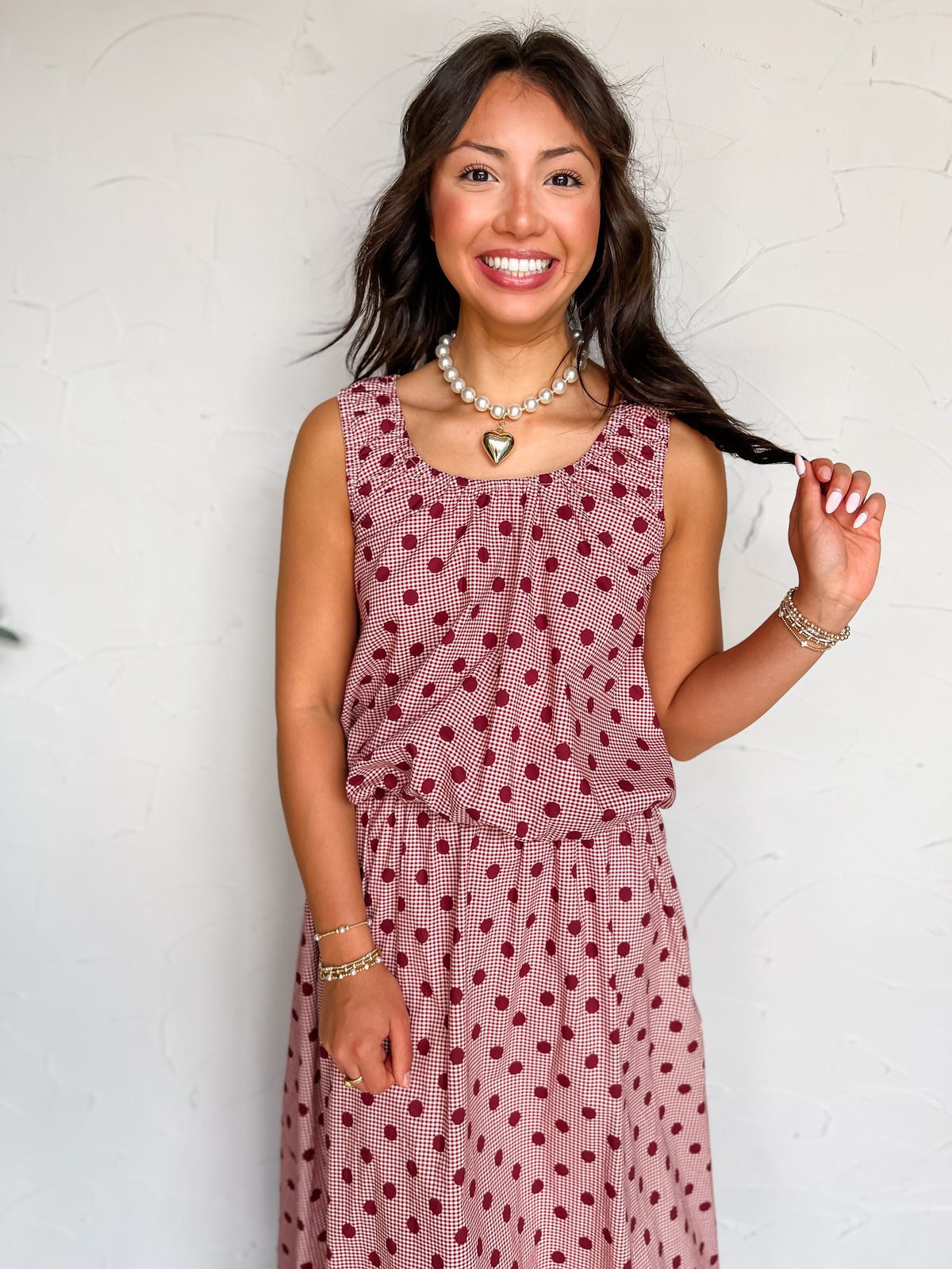 Falling In Love Gingham Polka Dot Set