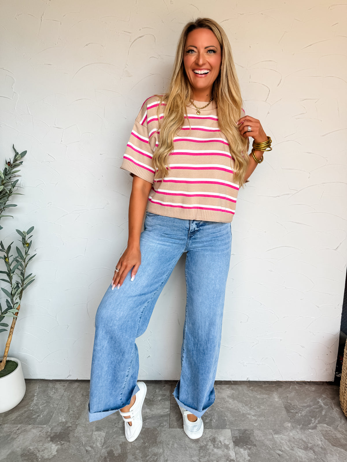 Someone Like Me Stripe Crew Neck Sweater