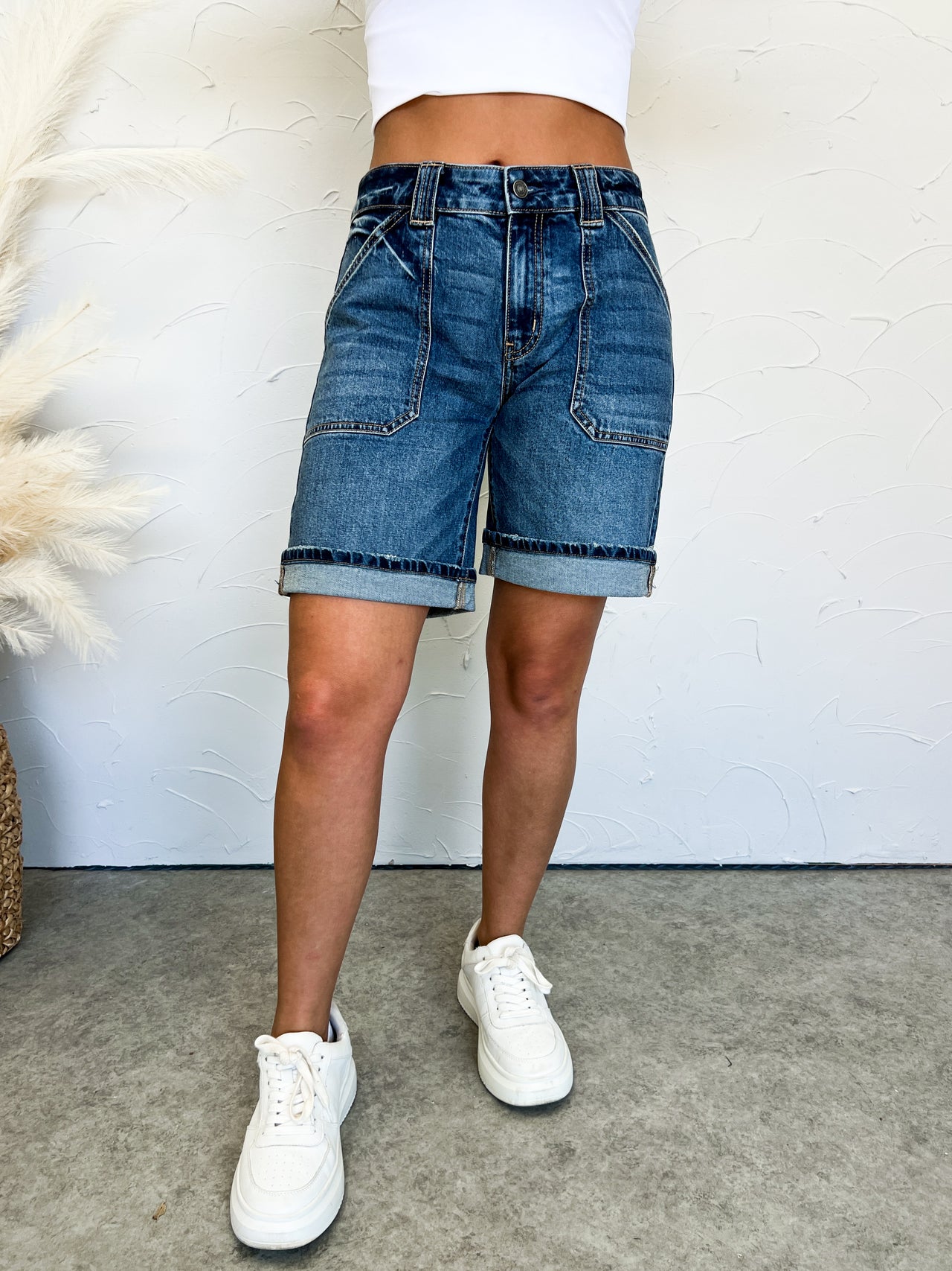 To My Knowledge Mid Rise Relaxed Denim Shorts