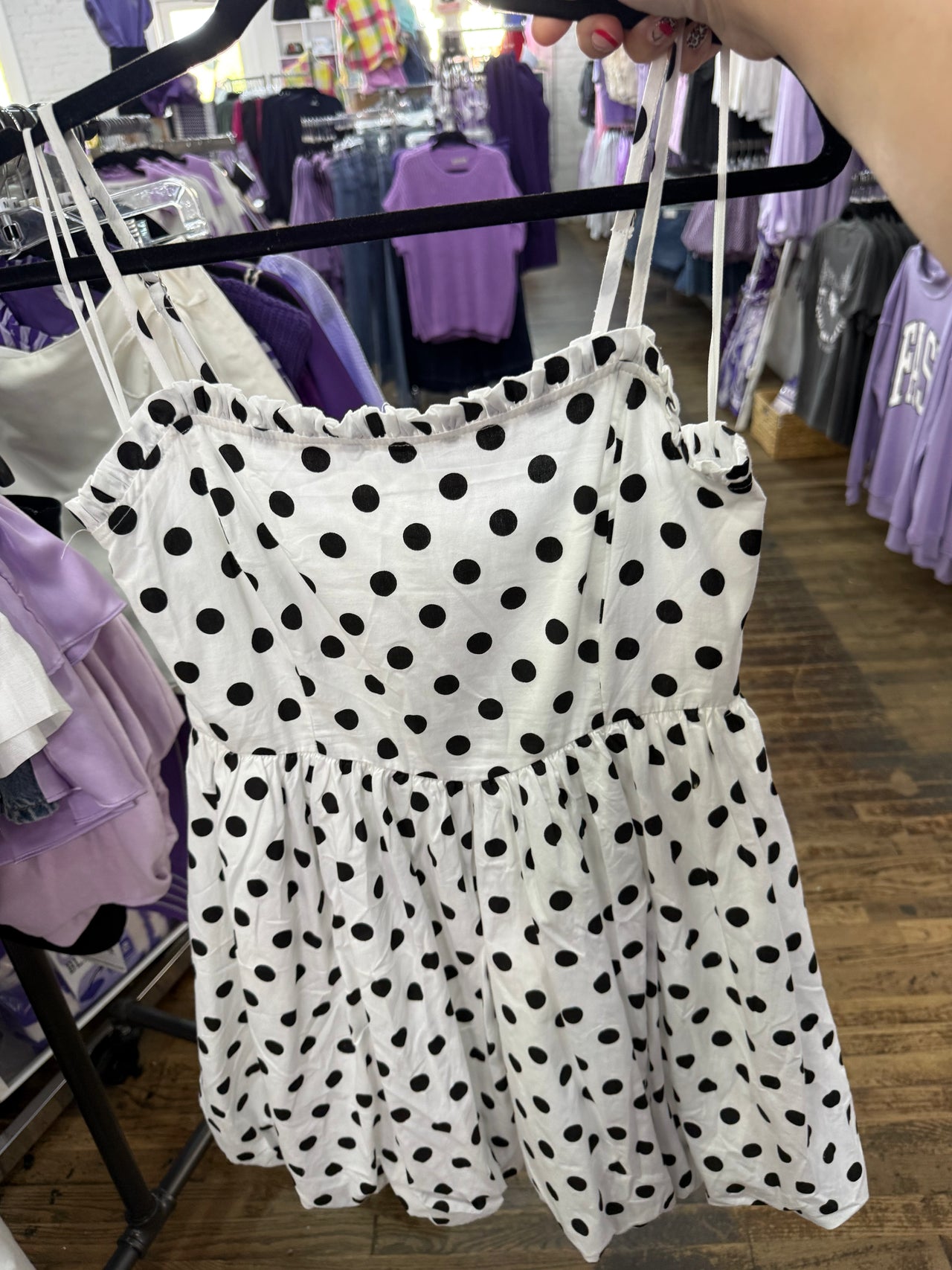 Nostalgia Check Polka Dot Corset Top Mini Dress