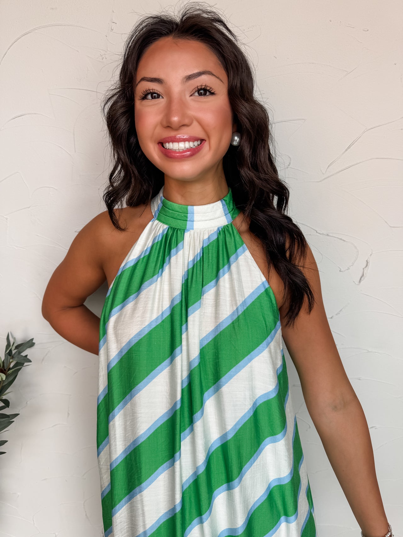 Get A Clue Printed Satin Midi Dress- Green
