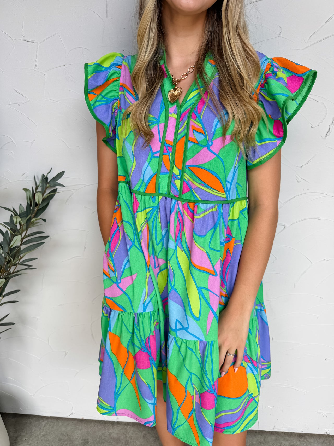 Colors Of The Wind Ruffle Contrast Mini Dress
