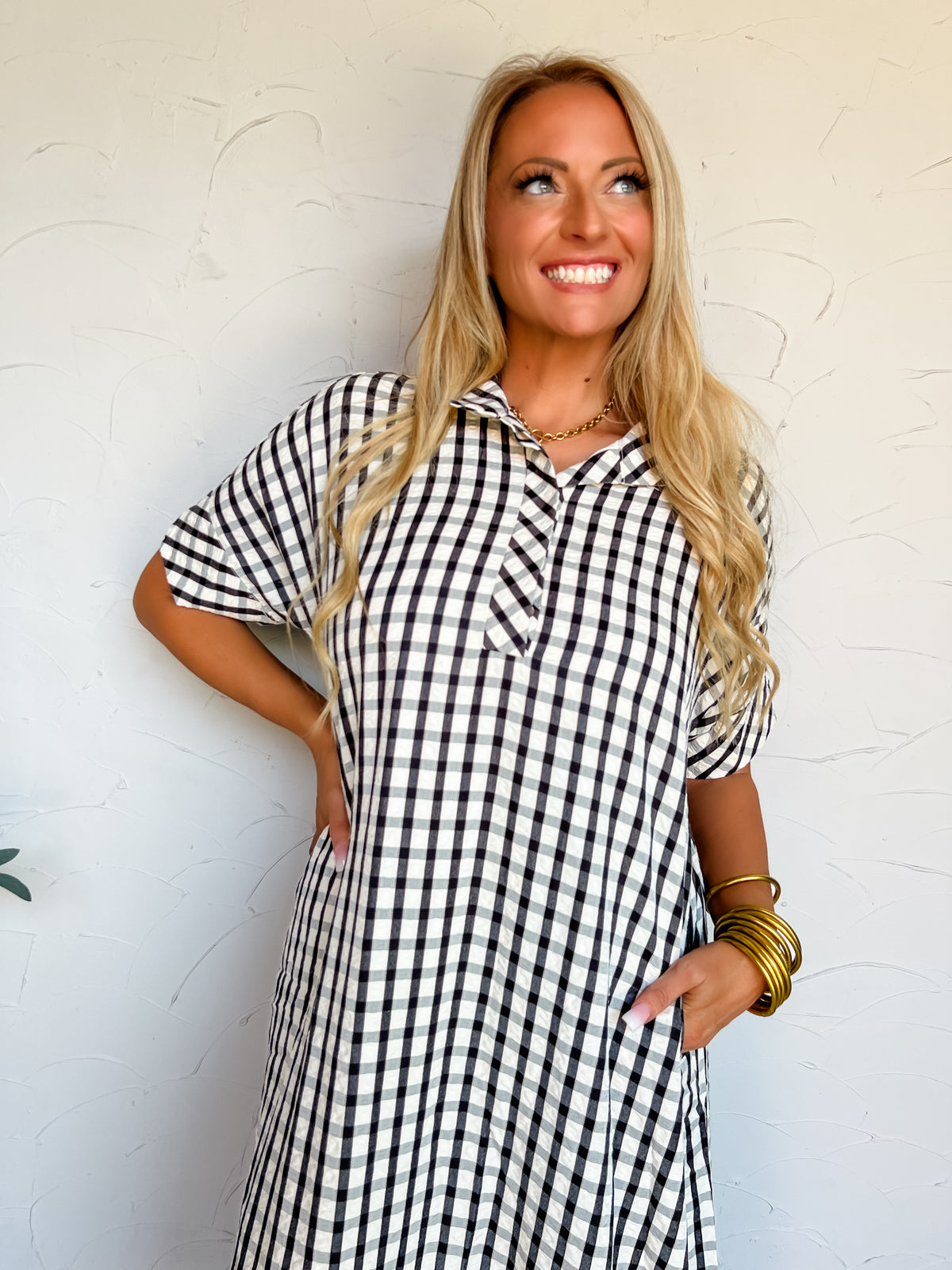 Teacher's Choice Black Gingham Midi Dress