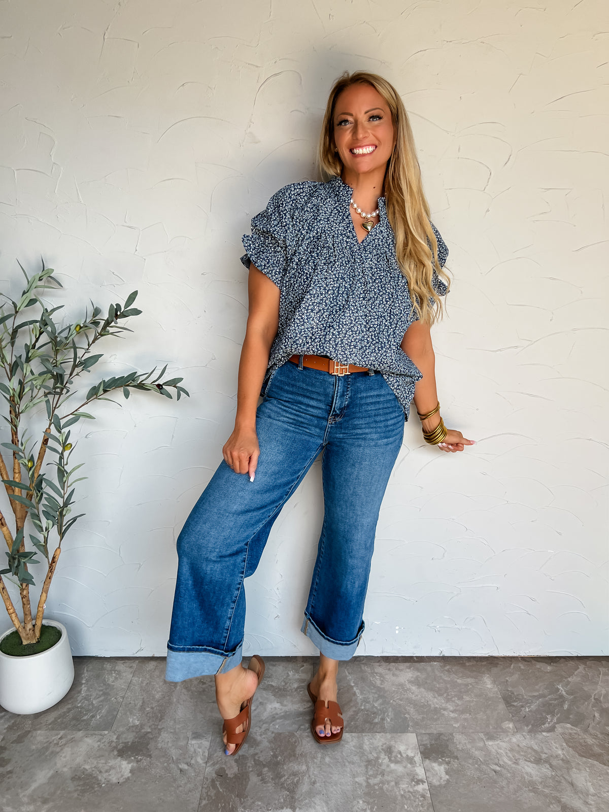 Real Talk Ditsy Floral V Neck Top