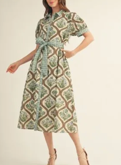 Tea Time For Two Abstract Midi Dress