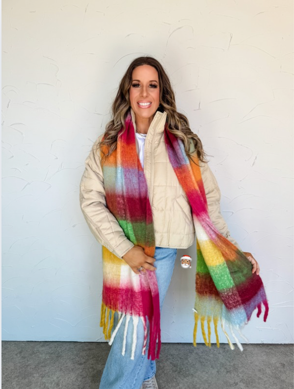 Brenda Chunky Plaid Mohair Scarf