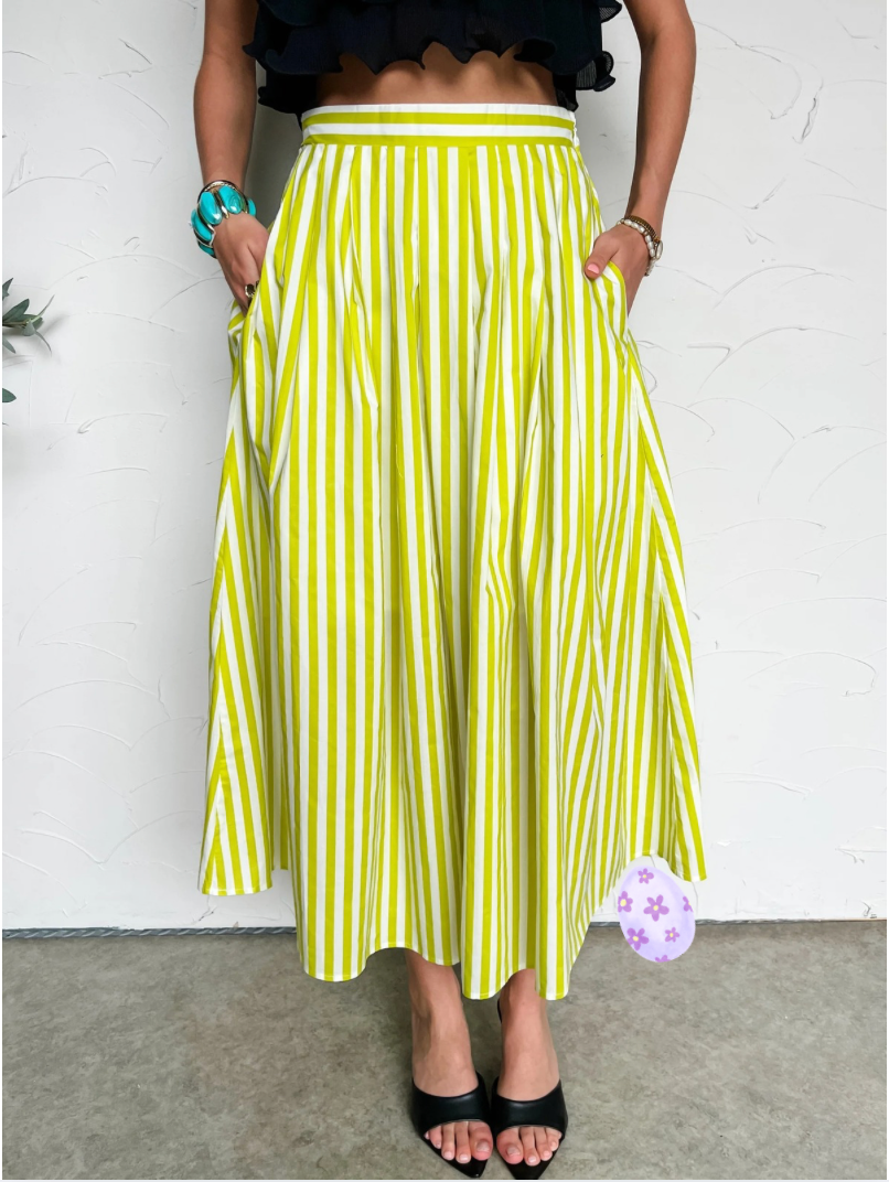Remarkable Dreams Lime Midi Skirt