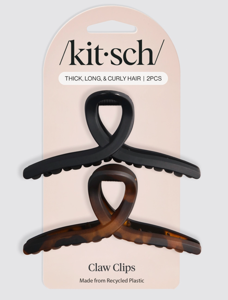 Plastic Large Loop Claw Clips 2pc- Black & Tort