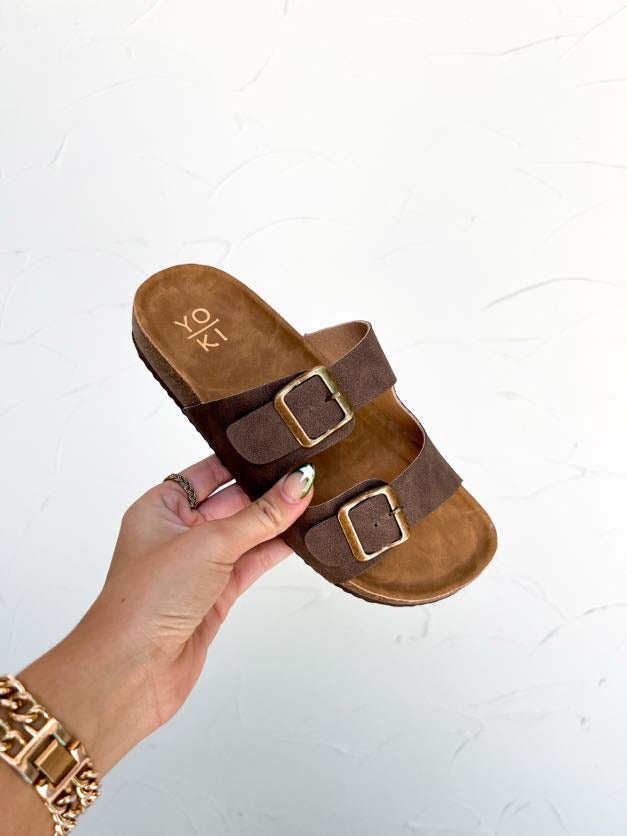 Shining Slip on Sandal- Brown