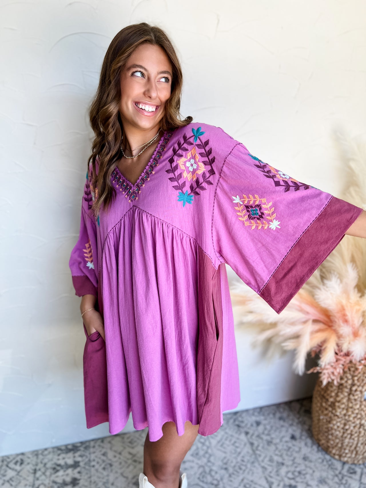 Bright New Me Embroidered Linen Dress