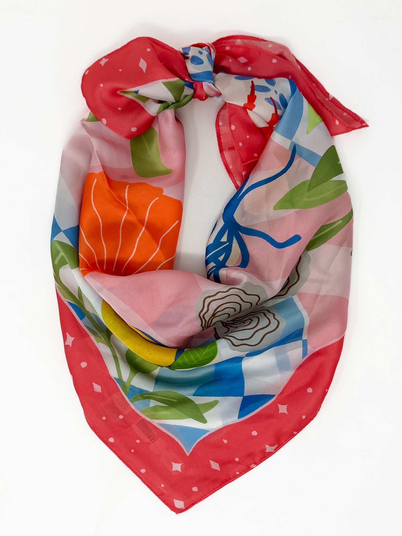 Colorful scarf with floral pattern on a white background