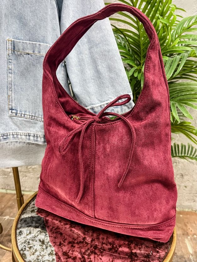 Willow 2in1 Suede Shoulder Bag- Wine