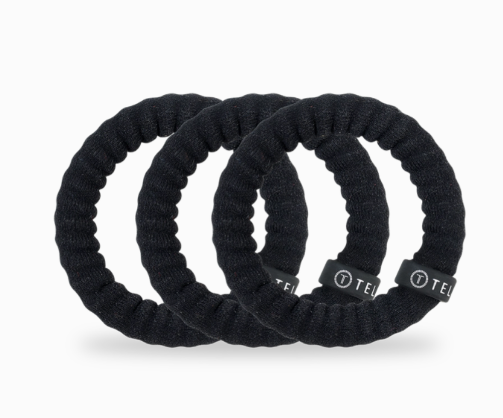 Small Nylon Hair Ties- Jet Black