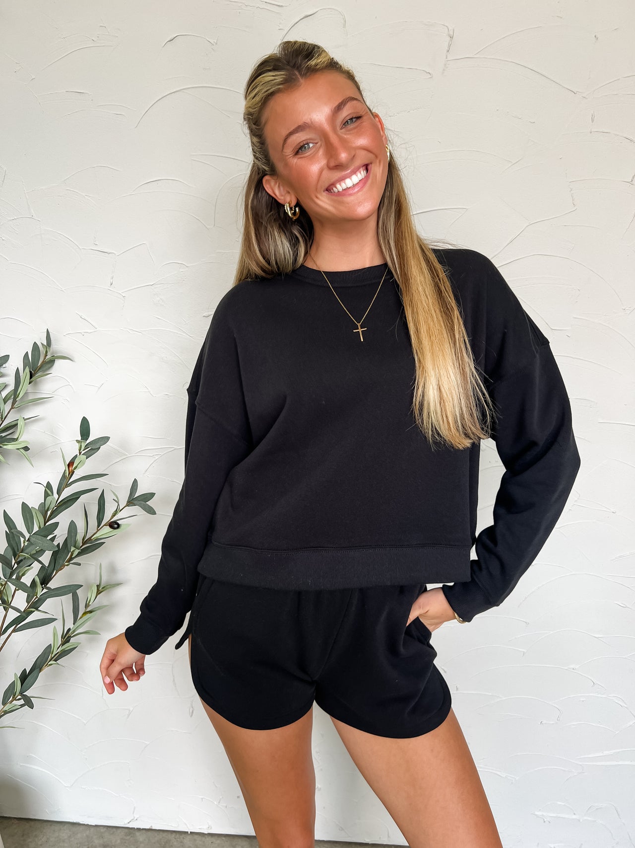 Stay Trendy Fleece Comfy Set- Black