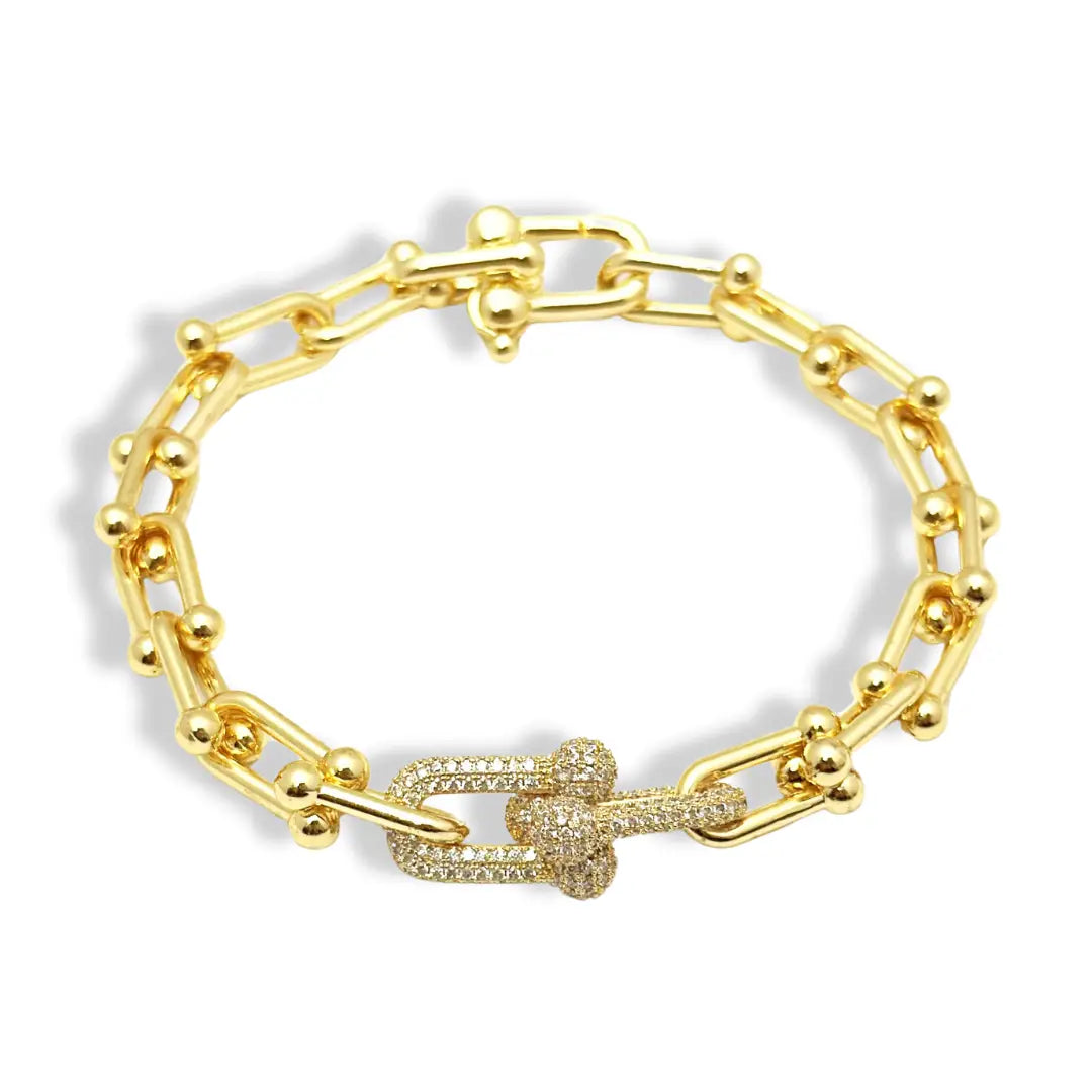 {SB} Gold Filled Zircon Link Chain Link Bracelet