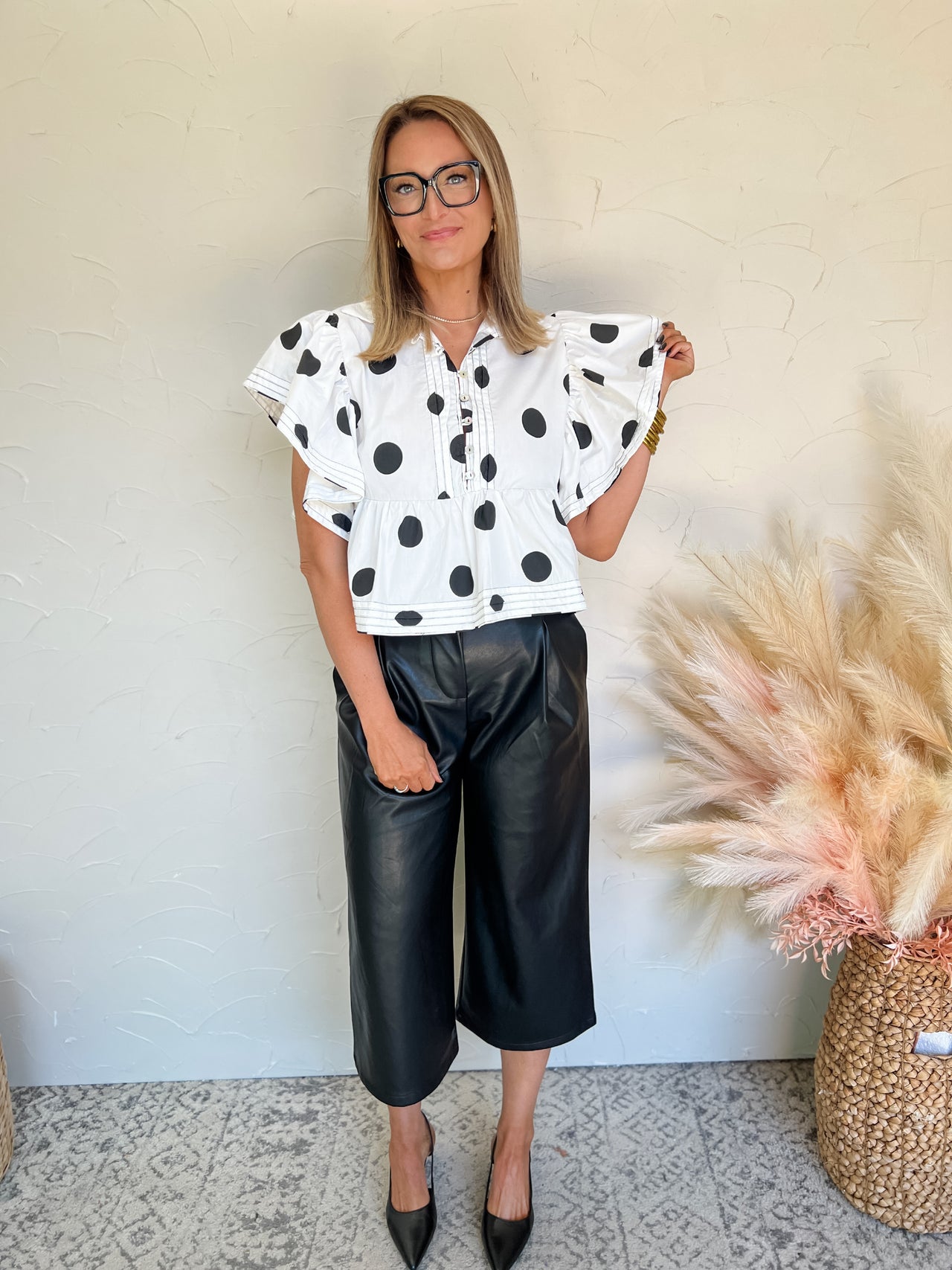 Leap Of Faith Pintuck Polka Dot Top