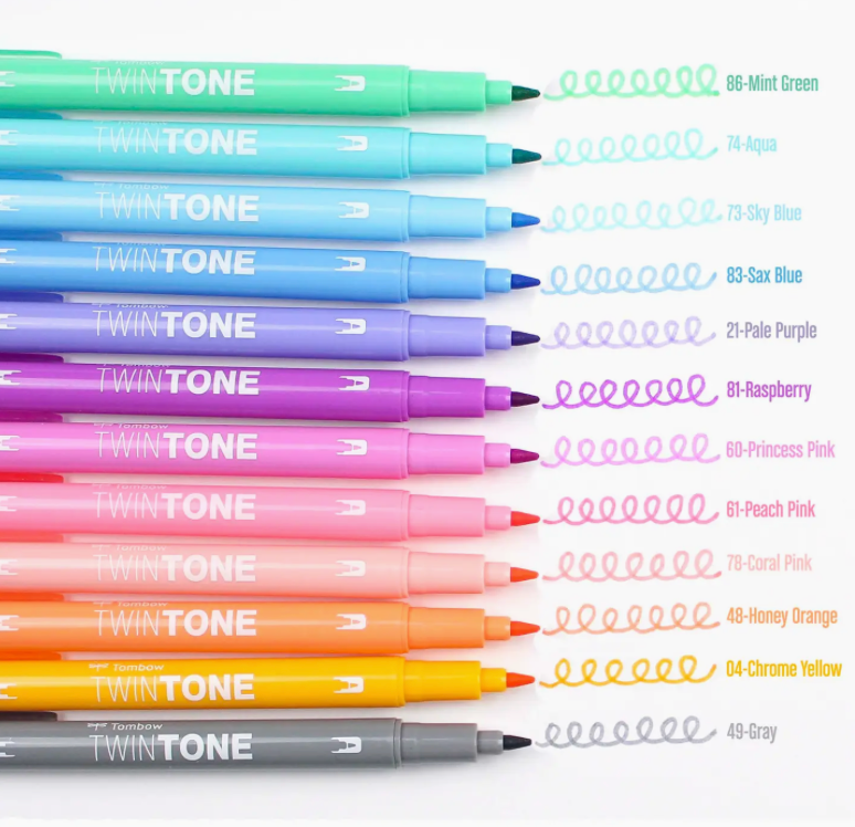 Twintone Marker Set: Pastel 12 Pack