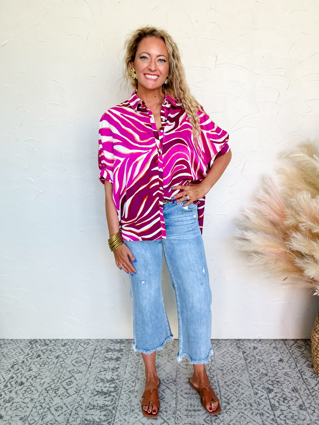 Wild World Satin Zebra Print Dolman Top