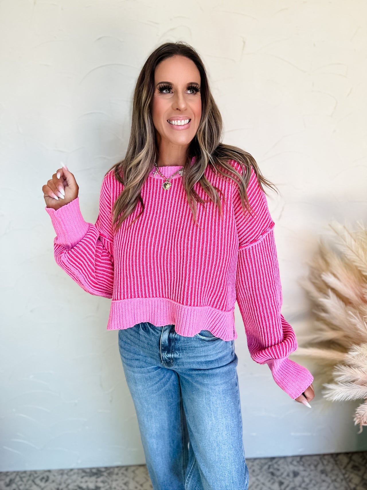 Got It Good Two Tone Striped Top- Pink