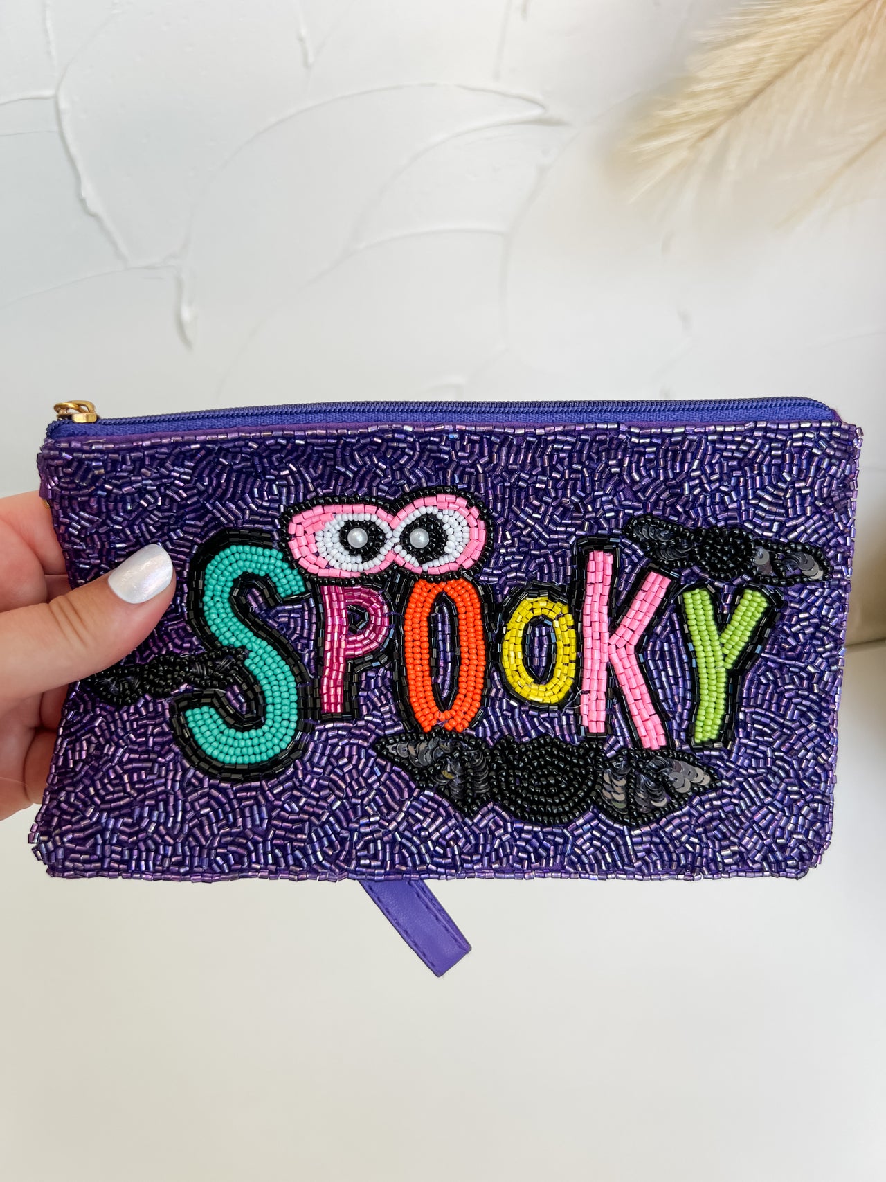 Spooky Bats Beaded Bag