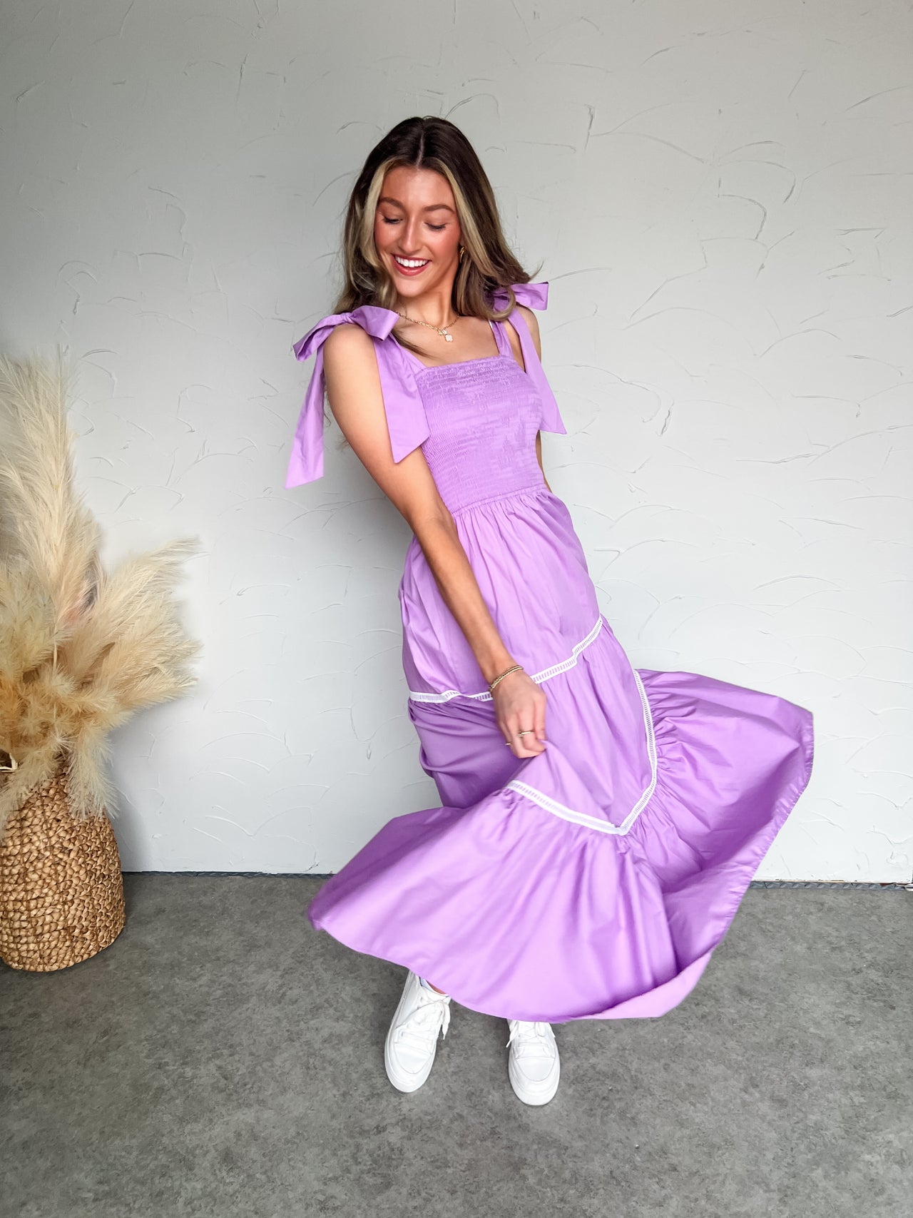 Never Say Never Lavender Tiered Maxi Dress