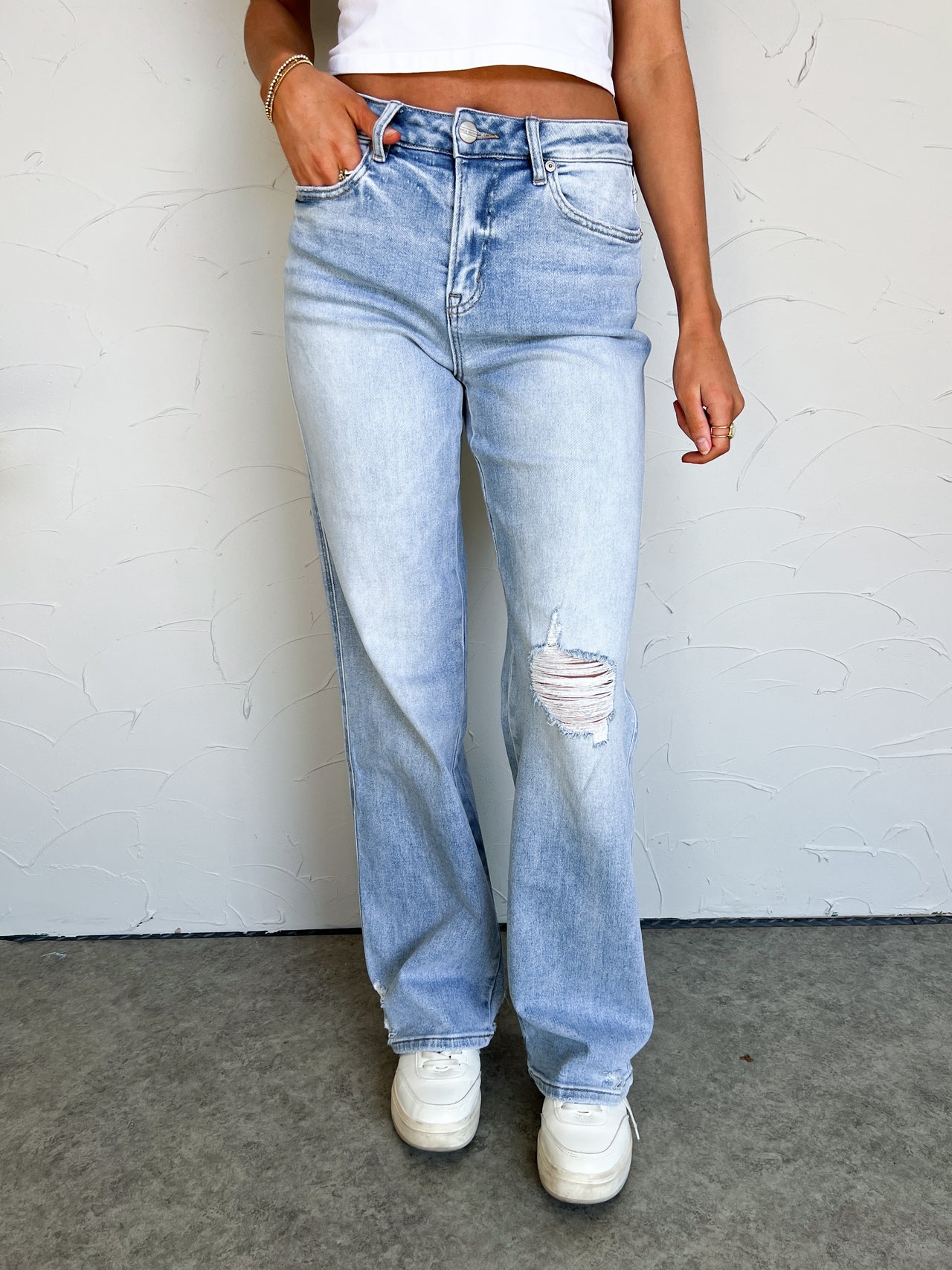 My Absolute Favorite High Rise Knee Distressed Jeans