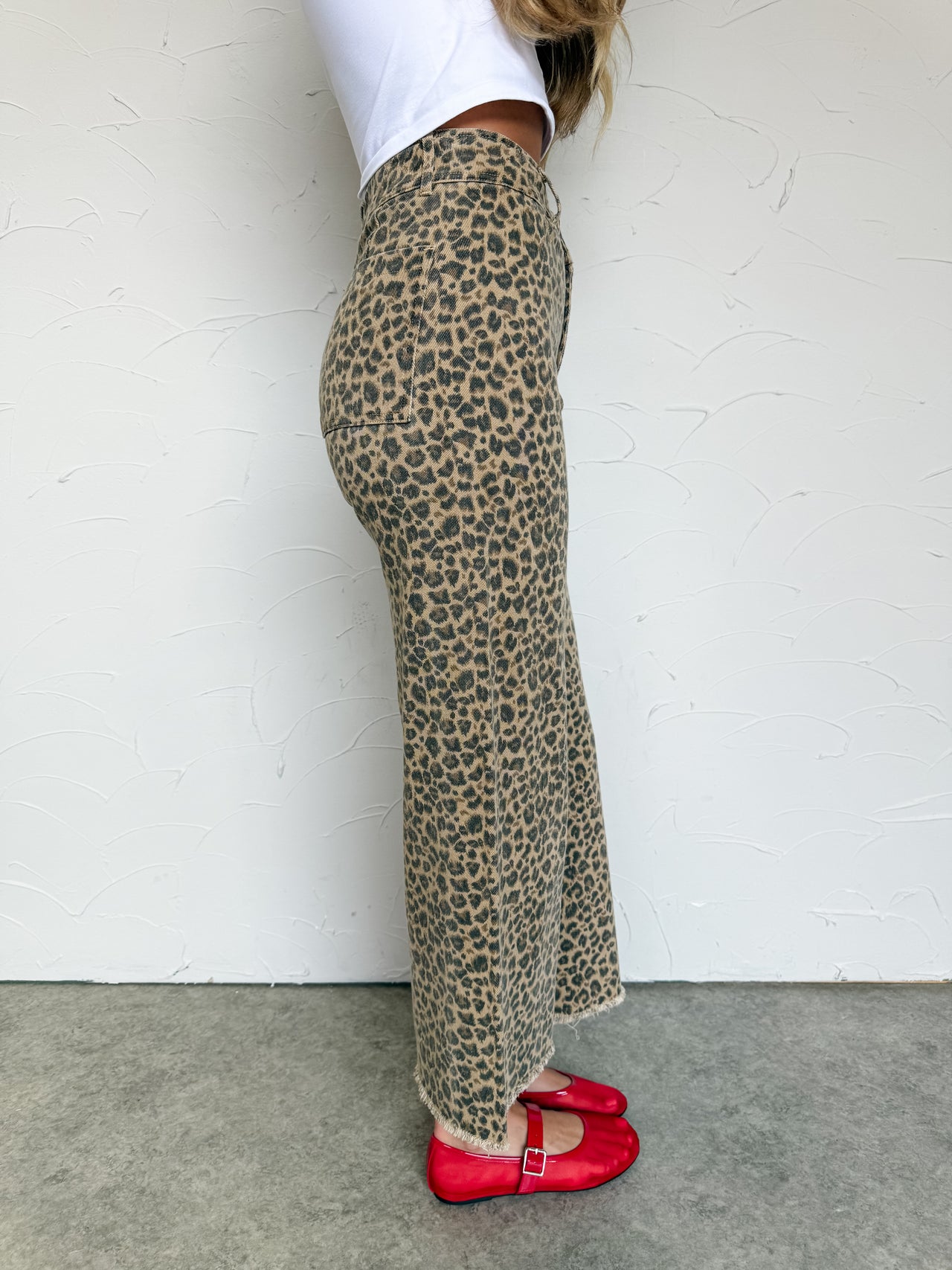 Stay Strong Mid Rise Leopard Denim Pants