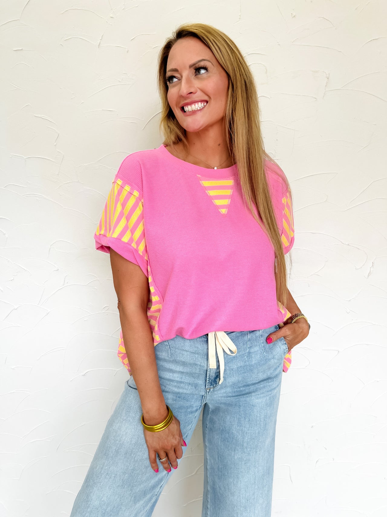 Come To Town Oversized Waffle Knit Top