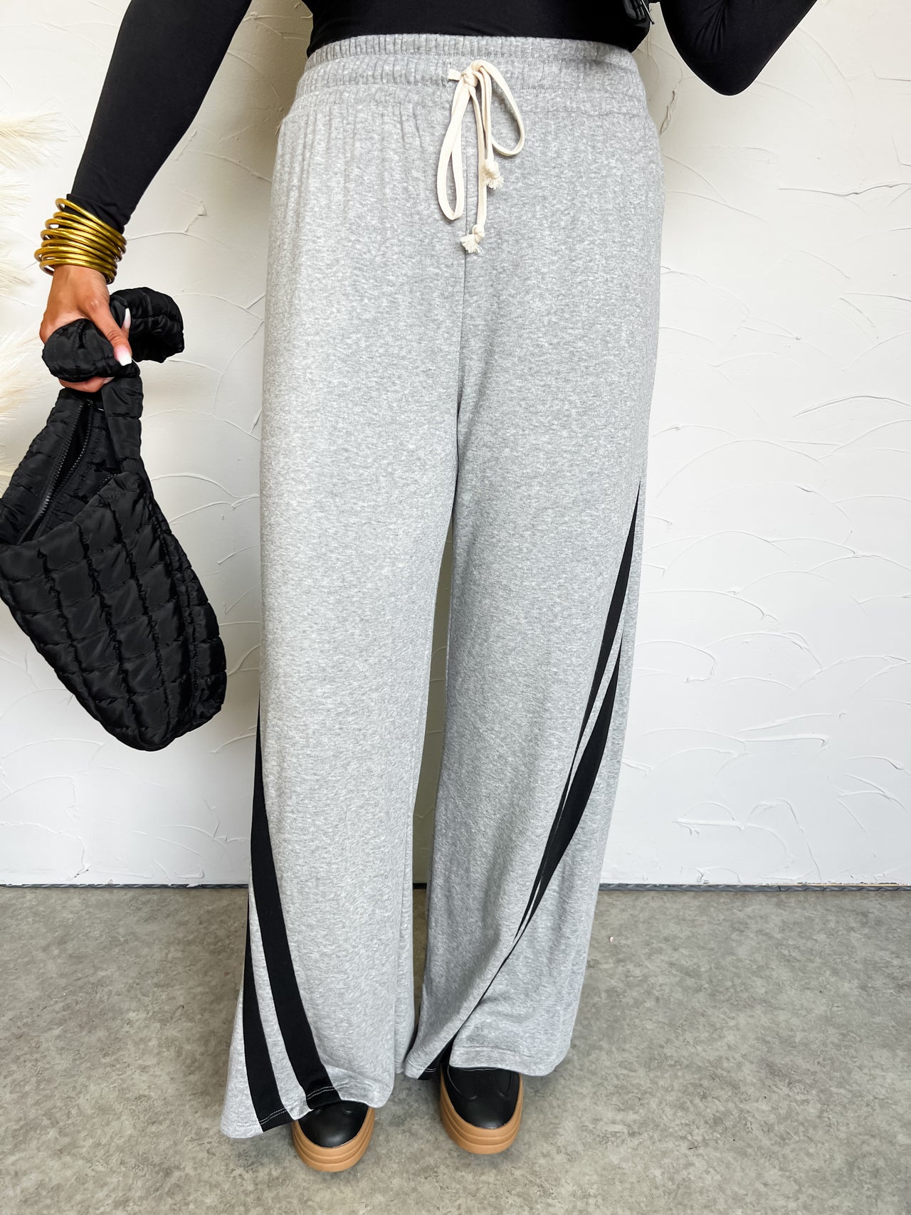 Details In My Life Stripe Sweatpants- Grey