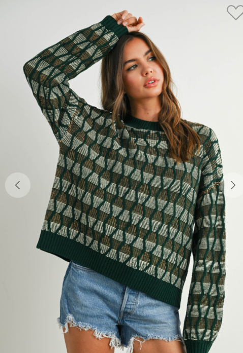 Playful Banter Geometric Crew Neck Top