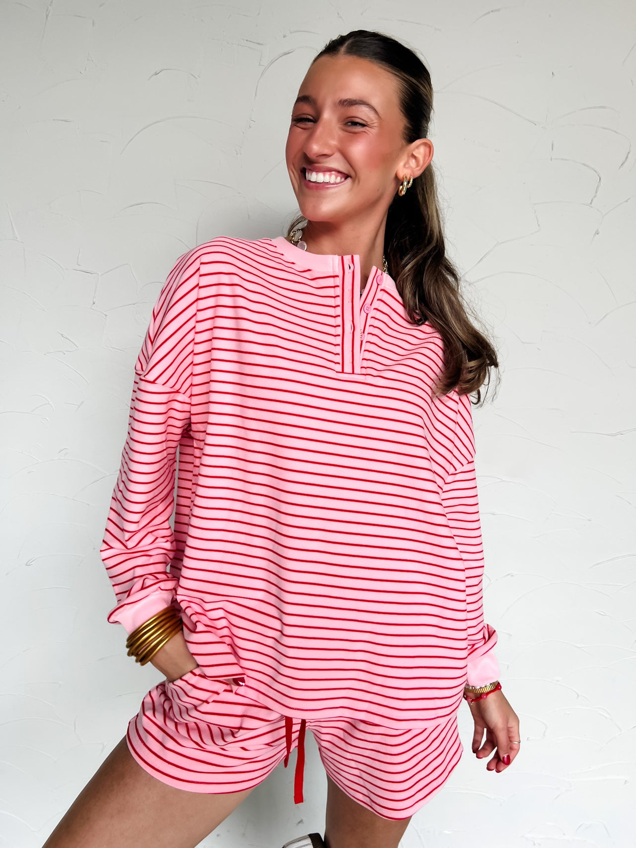 Let's Get Going Strawberry Pin Stripe Set