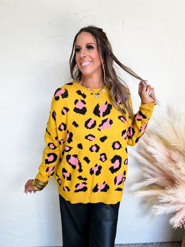 Feels Like Home Leopard Round Neck Sweater